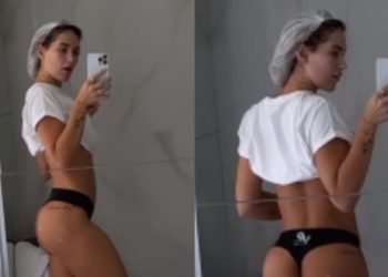 Virginia se encanta com próprio bumbum em pose no espelho: ‘Empinado e lindo’
