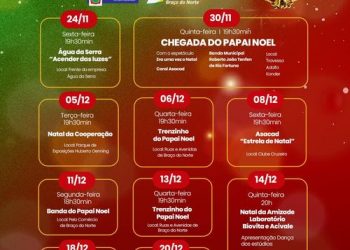 Natal Vale dos Sonhos: Papai Noel chega dia 30 em Braço do Norte