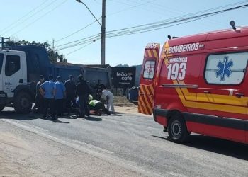 Acidente entre moto e caminhão faz vítima em Braço do Norte