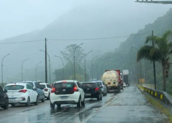 BR-101 é liberada após operação de remoção de árvores no Morro dos Cavalos