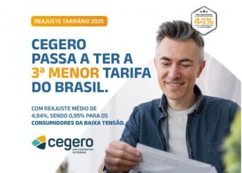 Reajuste tarifário 2025: Cegero assume o 3º lugar entre as tarifas mais baratas do Brasil