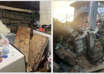 Braço do Norte: muro desaba sobre casa e temporal provoca alagamentos